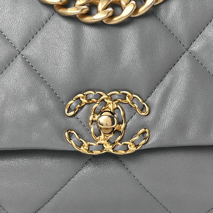 Chanel Goatskin Quilted Medium Chanel 19 Flap Grey 8 of 11