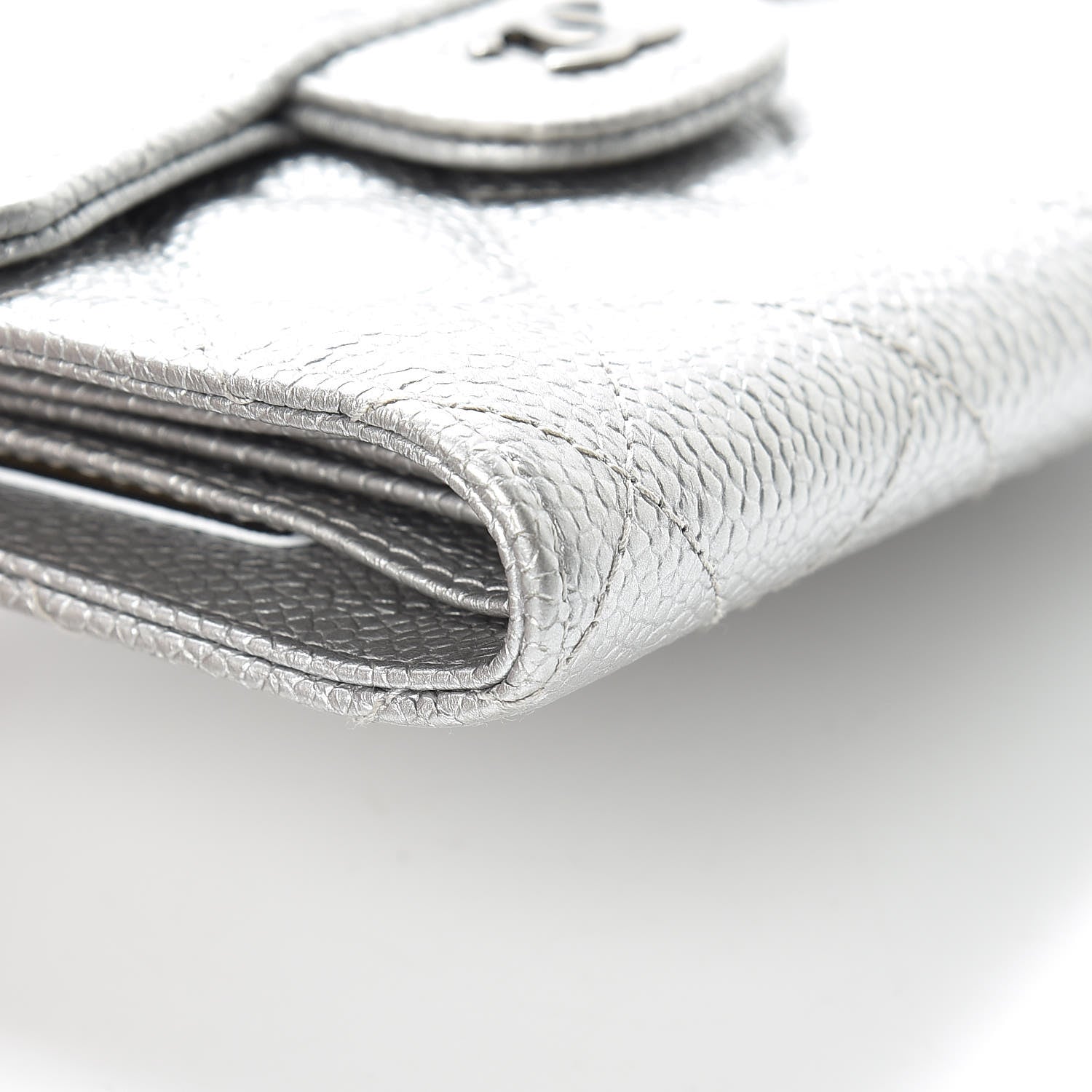 Chanel Metallic Caviar Quilted Compact Flap Wallet Silver 9 of 11