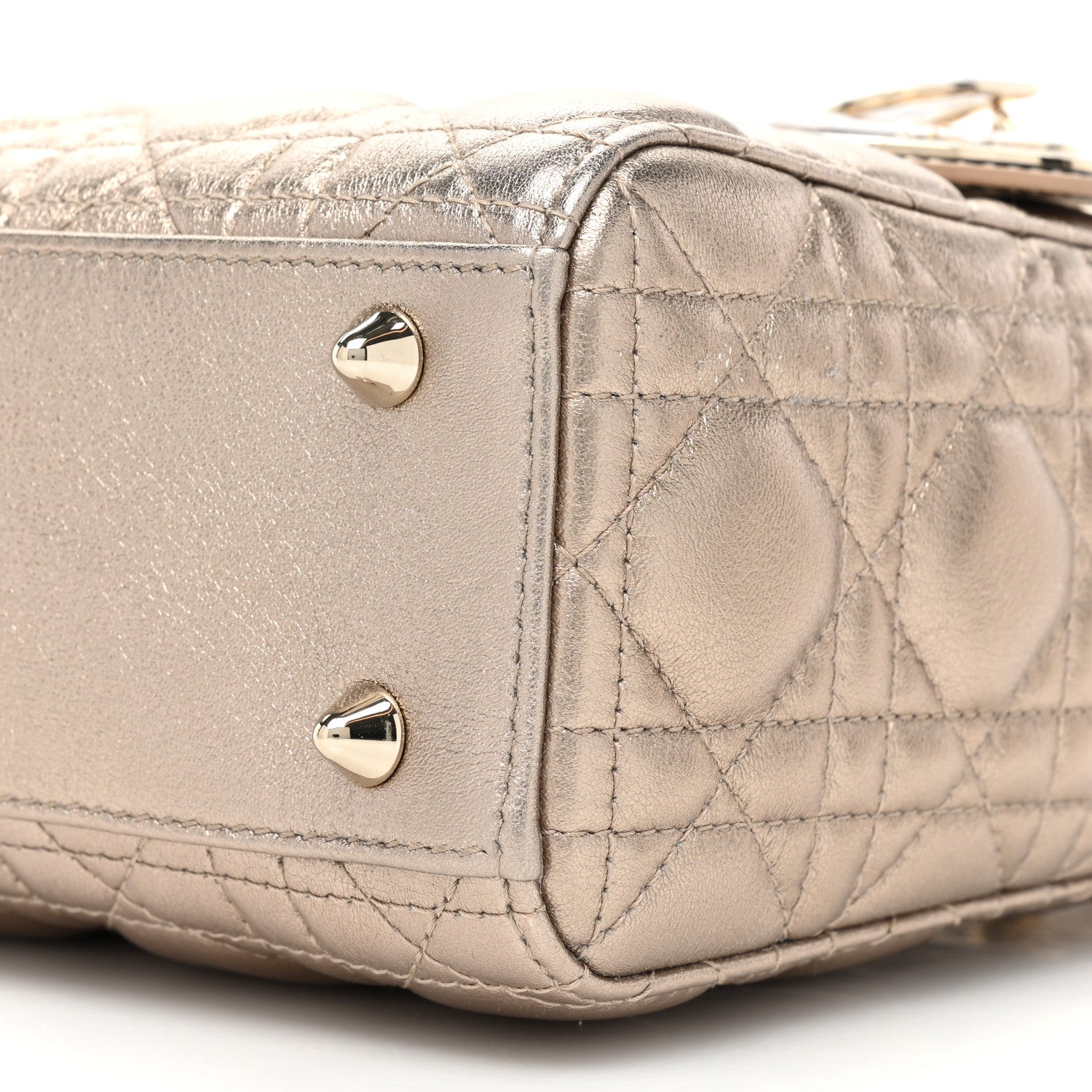 Christian Dior Metallic Calfskin Cannage Small My ABCDior Lady Dior Gold 7 of 7
