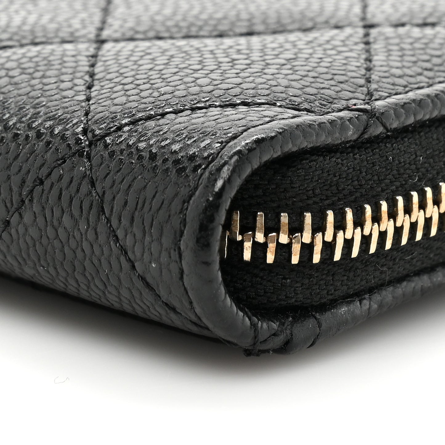 Caviar Quilted CC Zip Around Card Holder Black