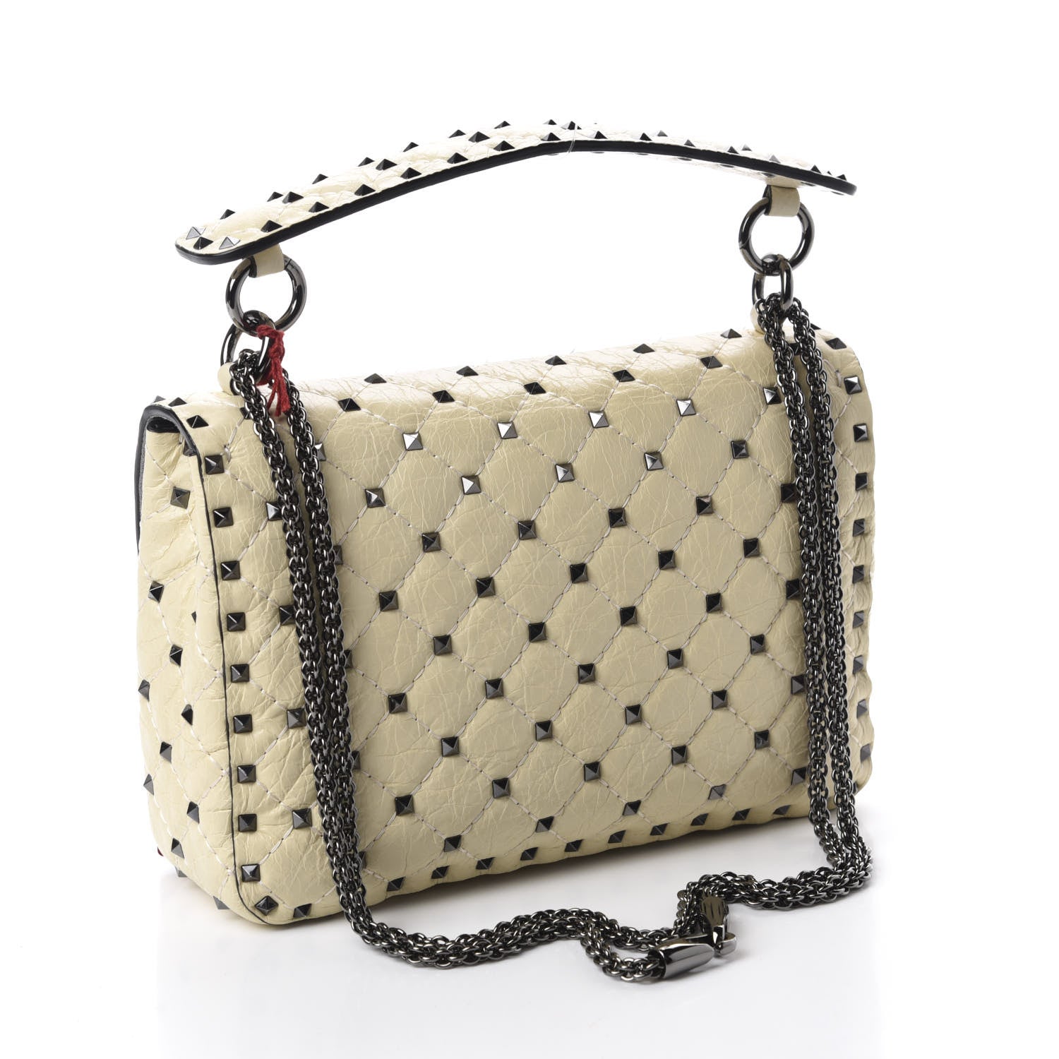 Valentino Garavani Craquele Nappa Medium Rockstud Spike Shoulder Bag Light Ivory 3 of 10