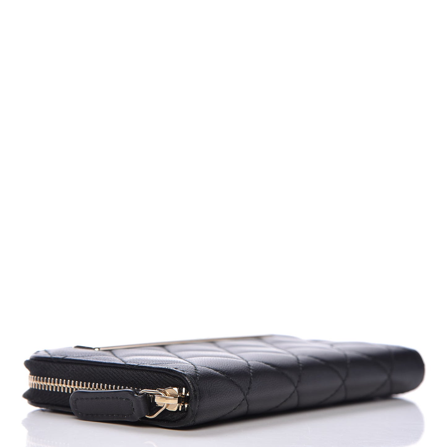 Lambskin Quilted Small Trendy CC Zip Around Wallet Black