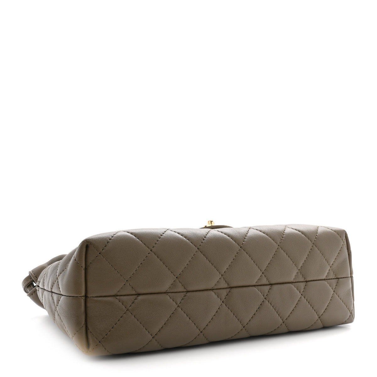 Chanel Lambskin Quilted CC Drawstring Flap Clutch With Strap Dark Khaki 4 of 11
