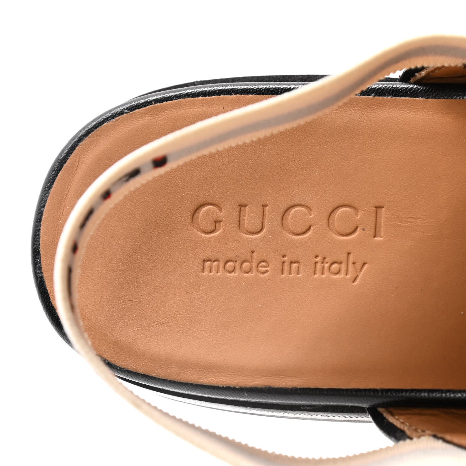 Gucci Goatskin Stripe Mens Horsebit Slingback Slippers 8 Black 9 of 12