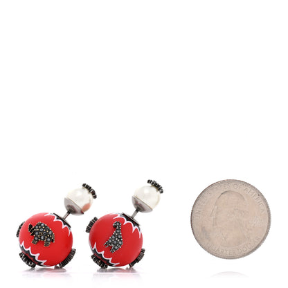 Christian Dior Crystal Mise En Dior Tribal Earrings Matte Red 2 of 6