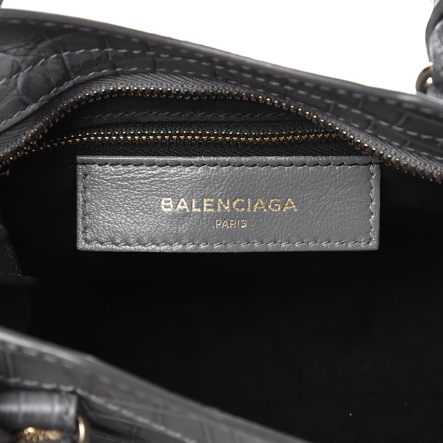Balenciaga Calfskin Crocodile Embossed Giant 12 Gold Hardware Mini City Gris Beton 7 of 9