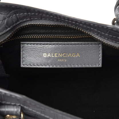 Balenciaga Calfskin Crocodile Embossed Giant 12 Gold Hardware Mini City Gris Beton 7 of 9