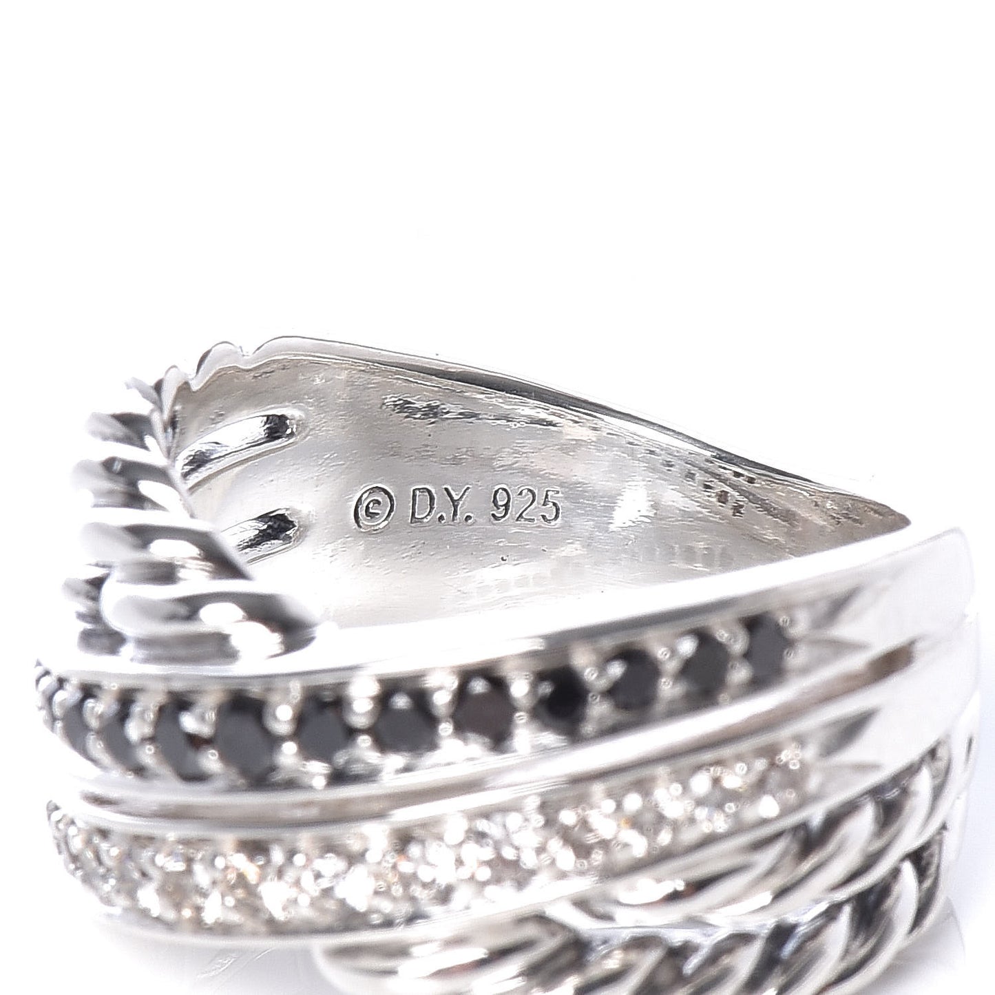 Sterling Silver Diamond Black Diamond 11mm Crossover Ring 52 6