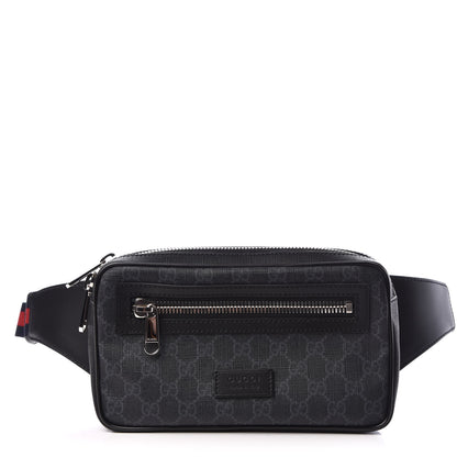 Gucci Soft GG Supreme Monogram Web Belt Bag Black Grey 1 of 7
