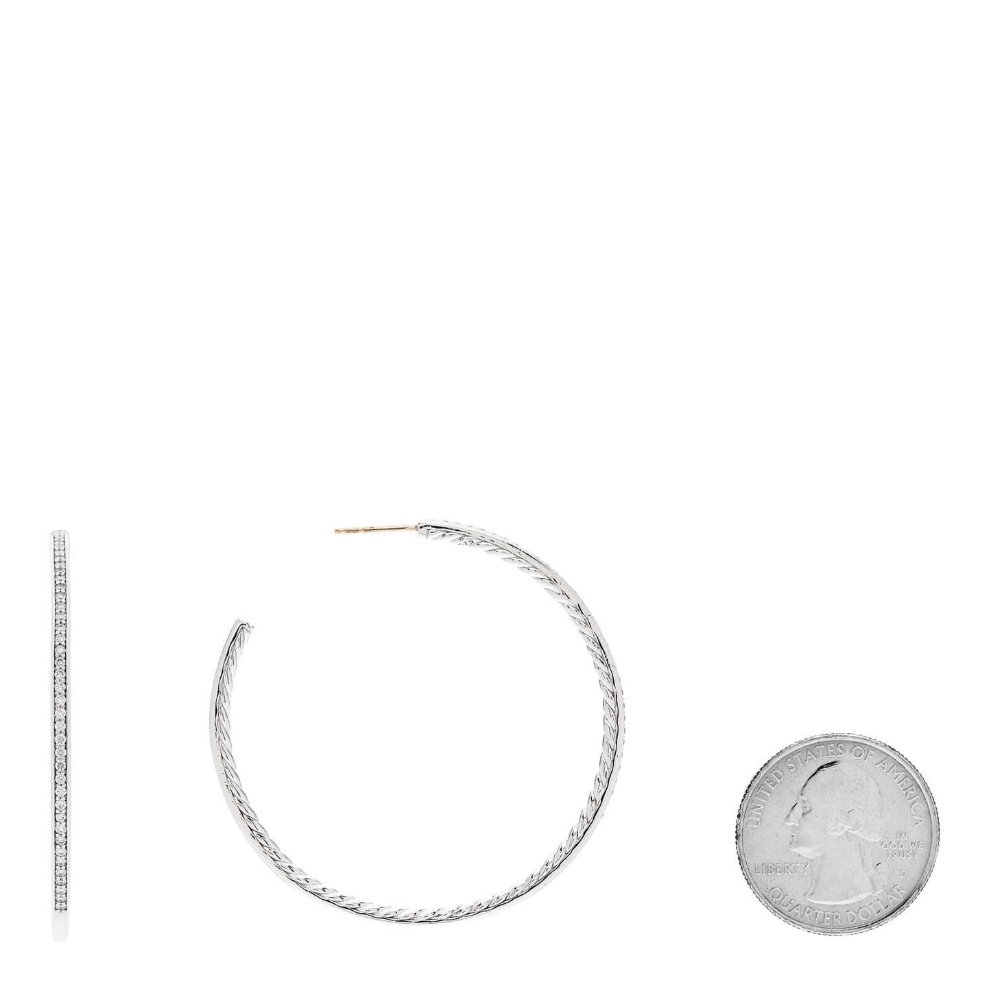 Sterling Silver Diamond Large Pave Hoop Earrings