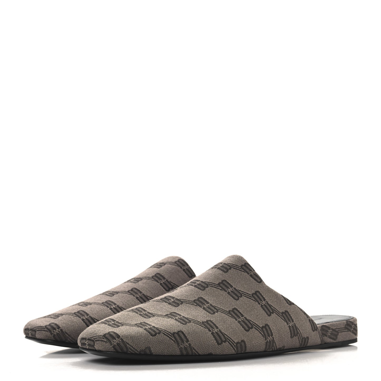 Jacquard BB Monogram Mens Cosy Mules 43 Dark Mink Grey Dark Brown