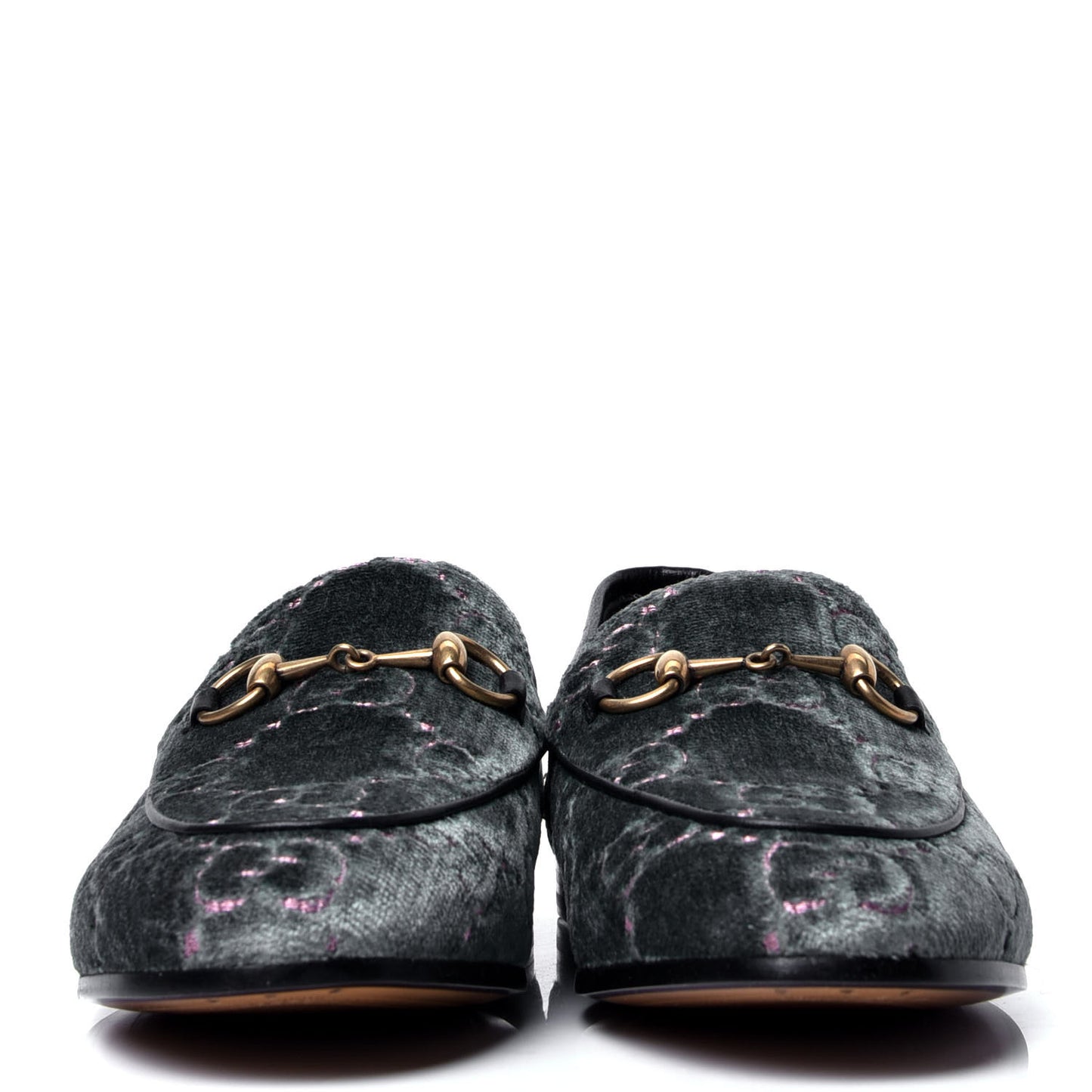 Velvet Malaga Kid GG Monogram Horsebit Womens Jordaan Loafers 35.5 Avio Dusty Pink Black