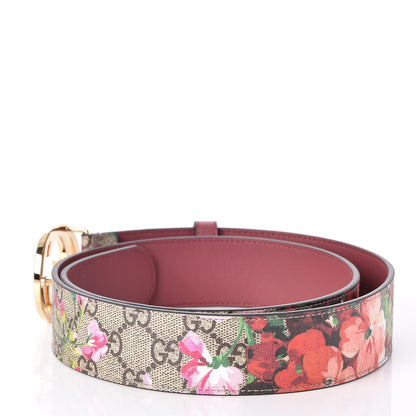 Gucci GG Supreme Monogram Blooms Moon Calfskin Interlocking G 37mm Belt 90 36 Beige Ebony Multicolor Dry Rose 3 of 5