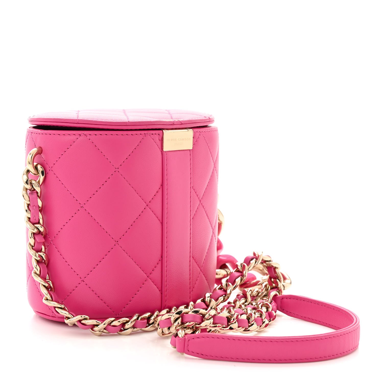 Chanel Lambskin Resin Elegant Chain Vanity Case Dark Pink 3 of 10