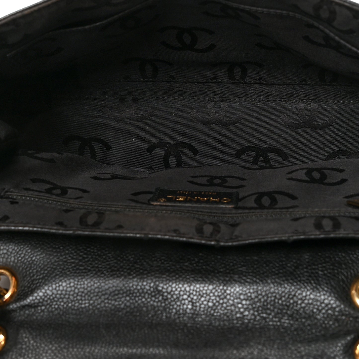 Caviar Square Stitched Small Flap Black