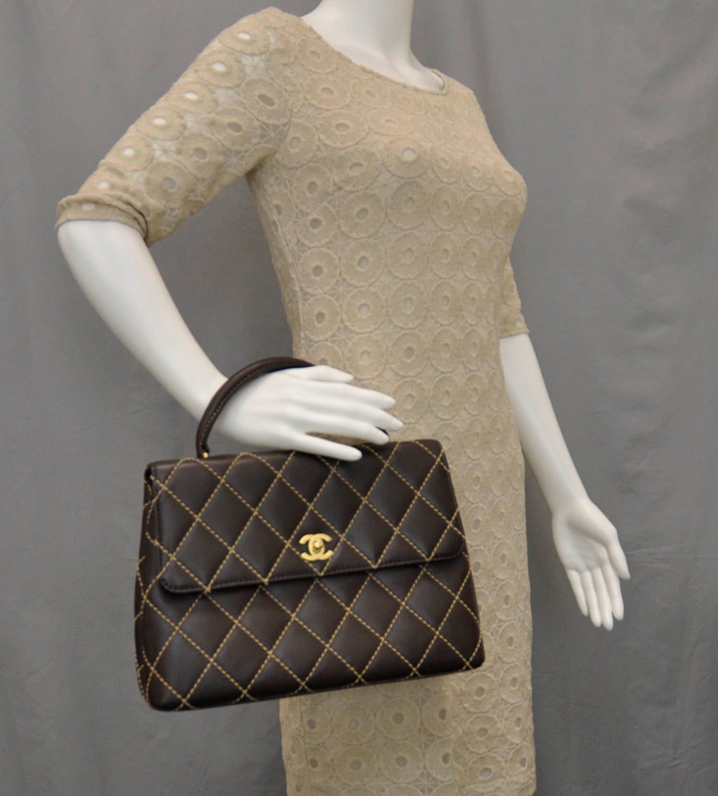 Leather Diamond Stitch Surpique Kelly Brown