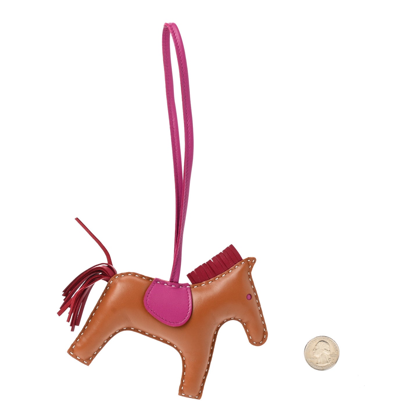 Milo Lambskin Grigri Rodeo Horse Bag Charm Gold Rubis Rose Pourpre
