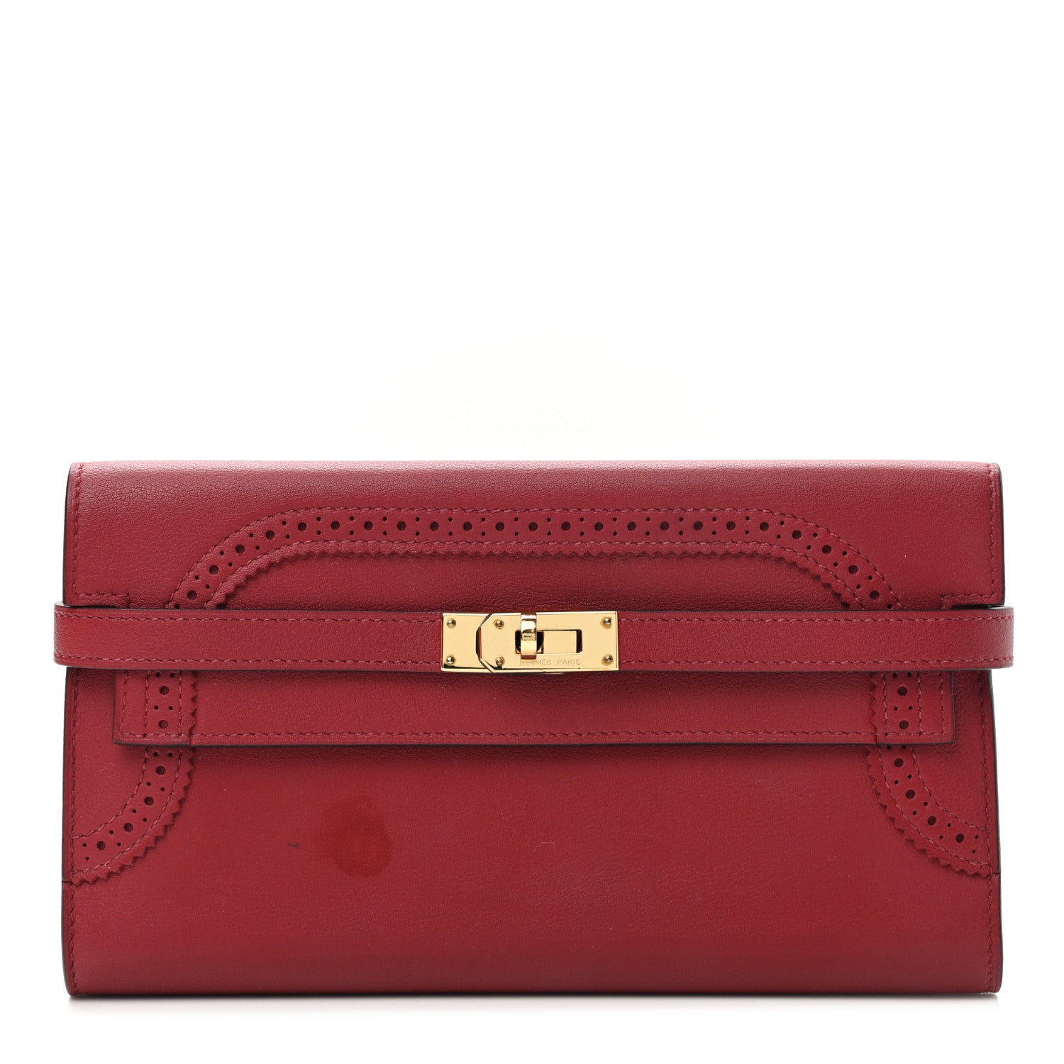 Hermes Swift Ghillies Kelly Longue Wallet Rouge Grenat 1 of 11