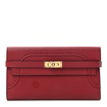 Hermes Swift Ghillies Kelly Longue Wallet Rouge Grenat 1 of 11