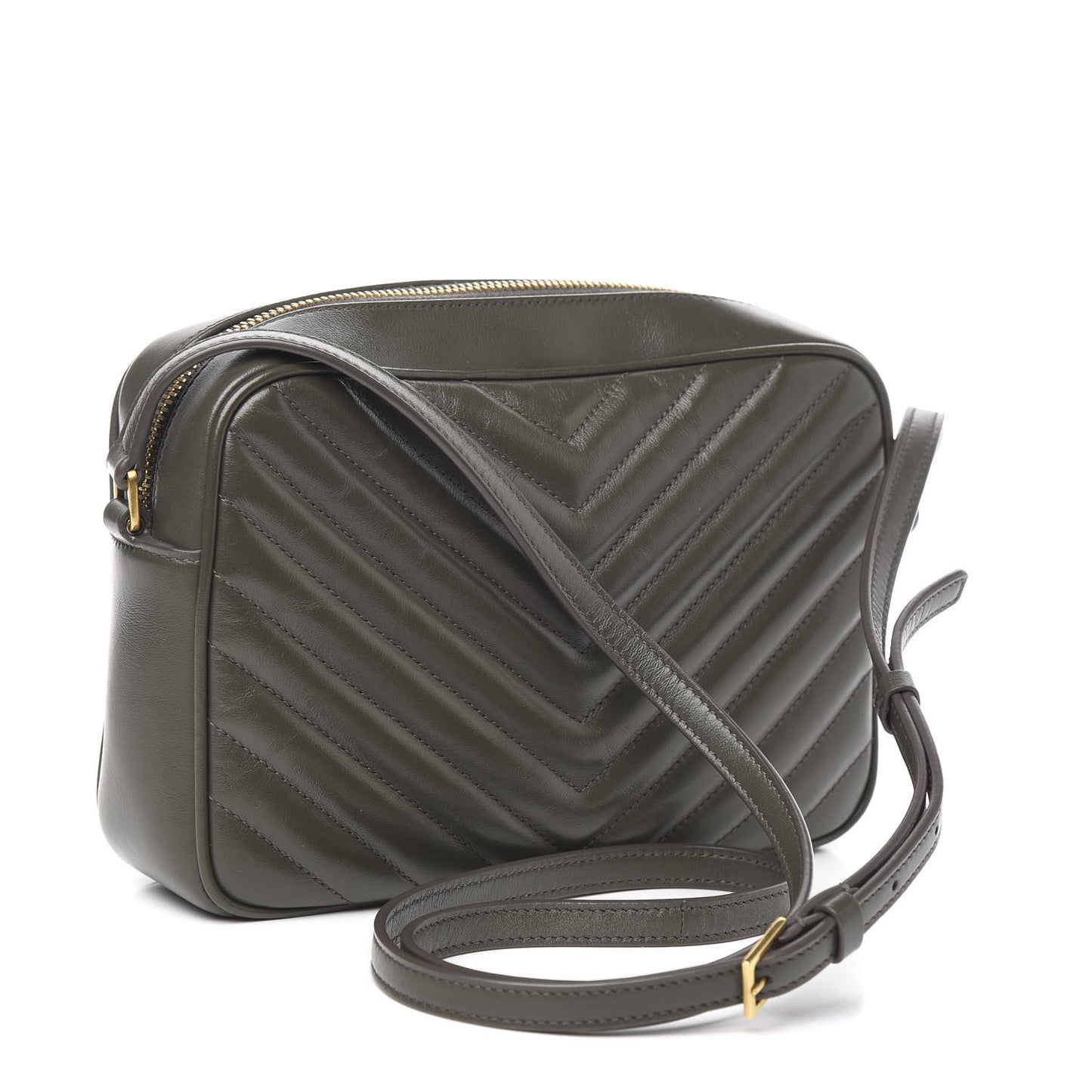 Calfskin Matelasse Monogram Lou Camera Bag Military Olive