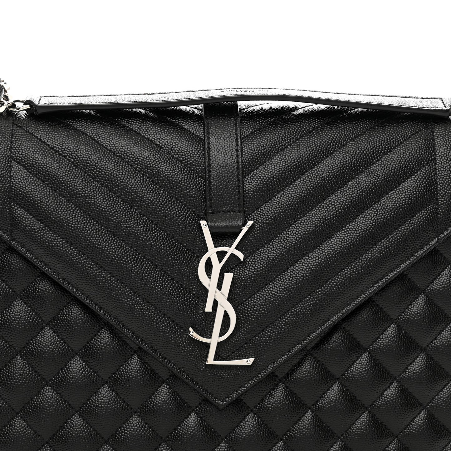 Grain De Poudre Textured Mixed Matelasse Large Triquilt Monogram Satchel Black