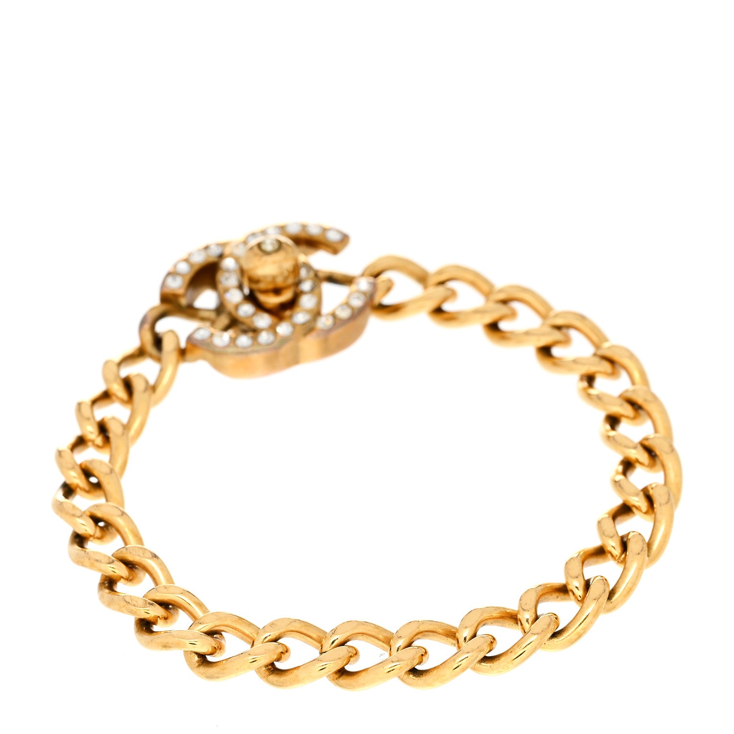 Chanel Crystal CC Turn Lock Bracelet Gold 2 of 6