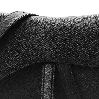 Christian Dior Grained Calfskin Saddle Bag With Strap Black 8 of 10