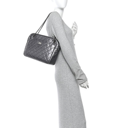 Chanel Metallic Aged Calfskin Quilted Large Reissue Camera Case Silver 2 of 13