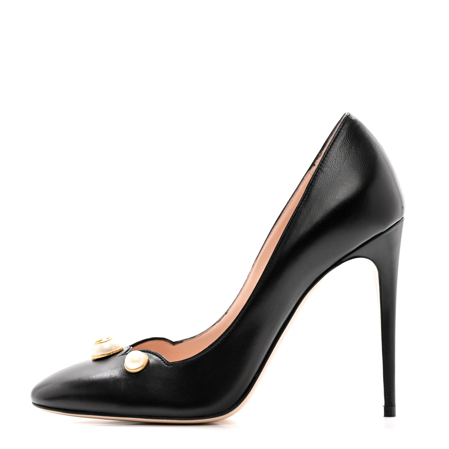 Calfskin Pearl Embellished Pumps 39 Black