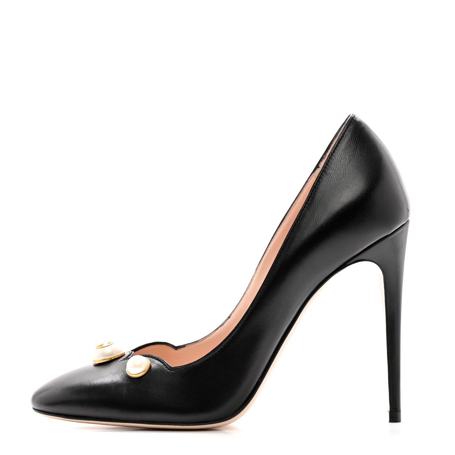 Gucci Calfskin Pearl Embellished Pumps 39 Black 1 of 8