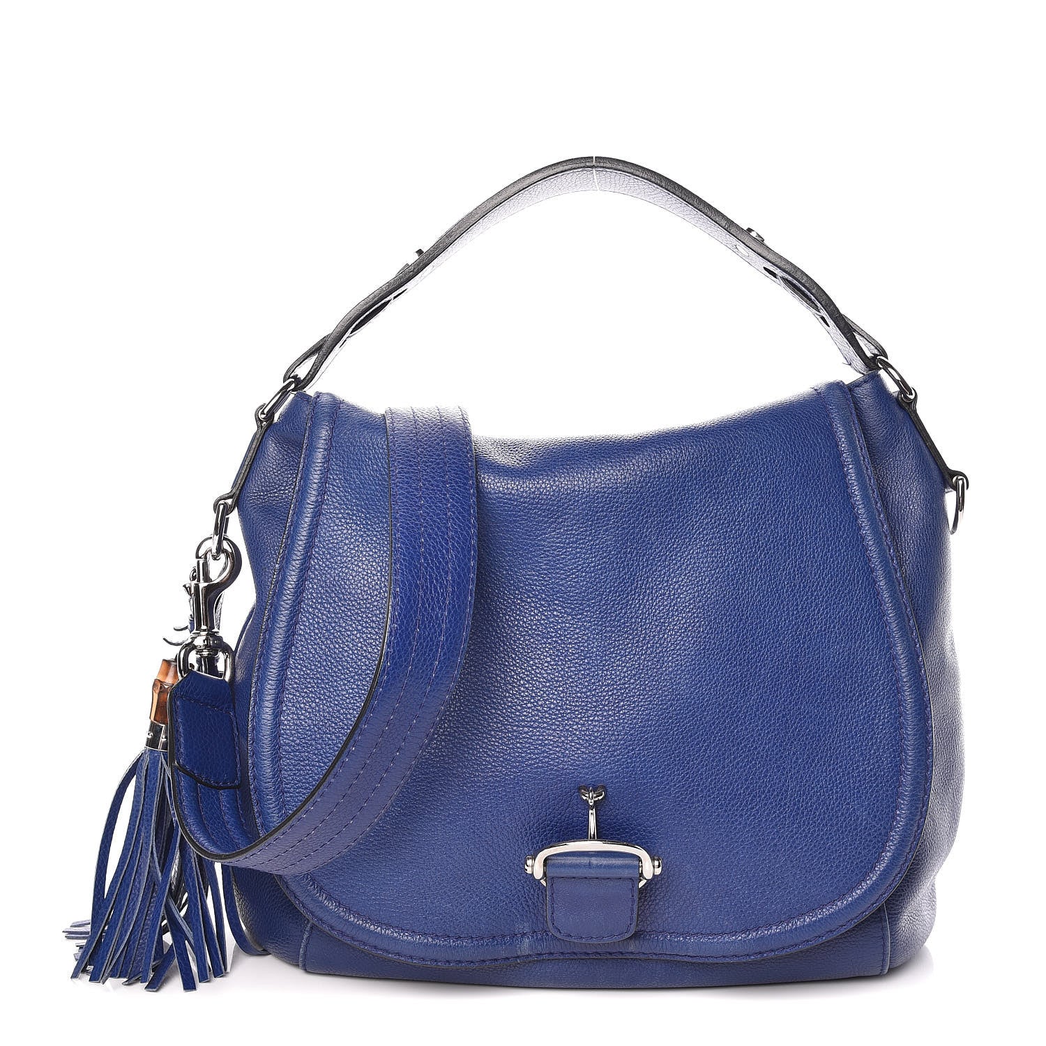 Gucci Calfskin Large Techno Horsebit Shoulder Flap Bag Blue 1 of 12