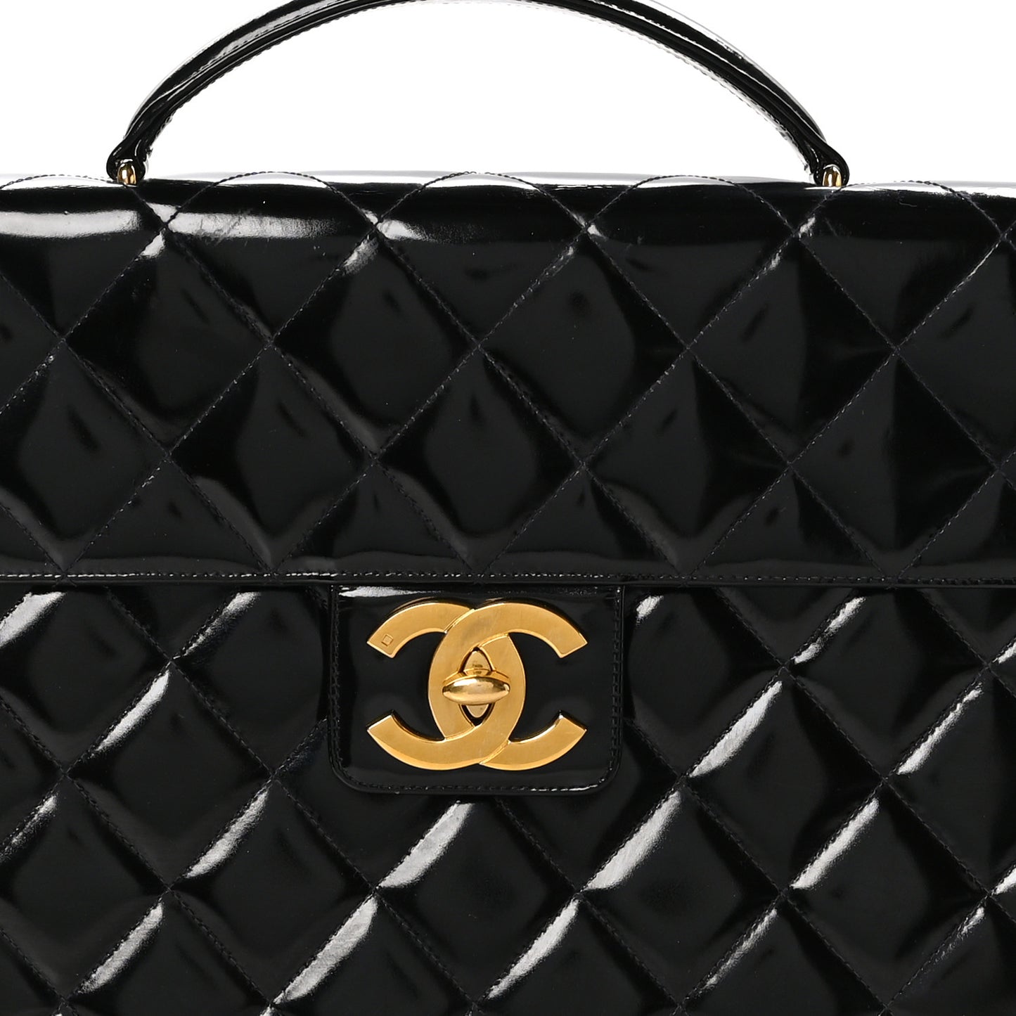 Patent Quilted Briefcase Laptop Bag Black