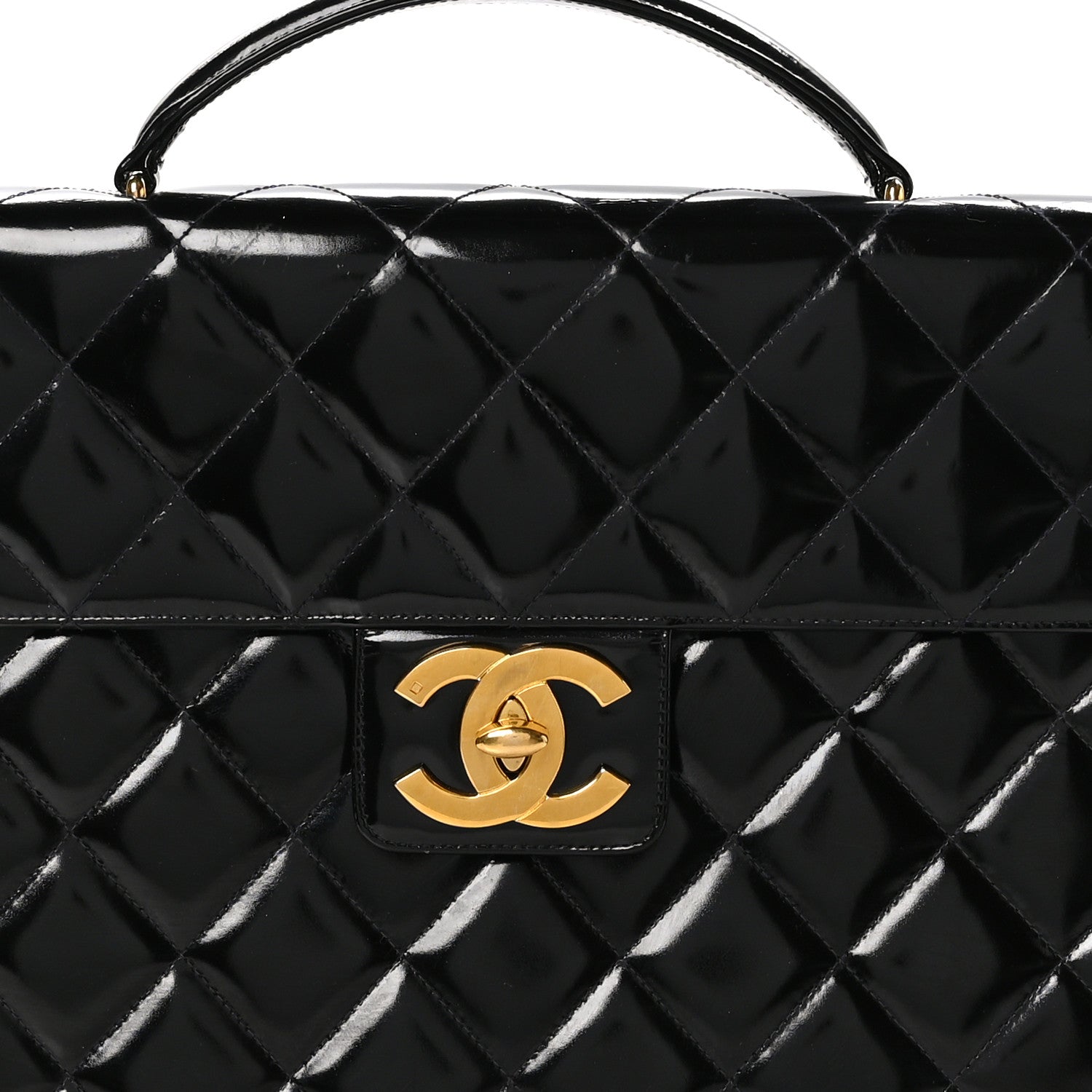 Chanel Patent Quilted Briefcase Laptop Bag Black 9 of 11