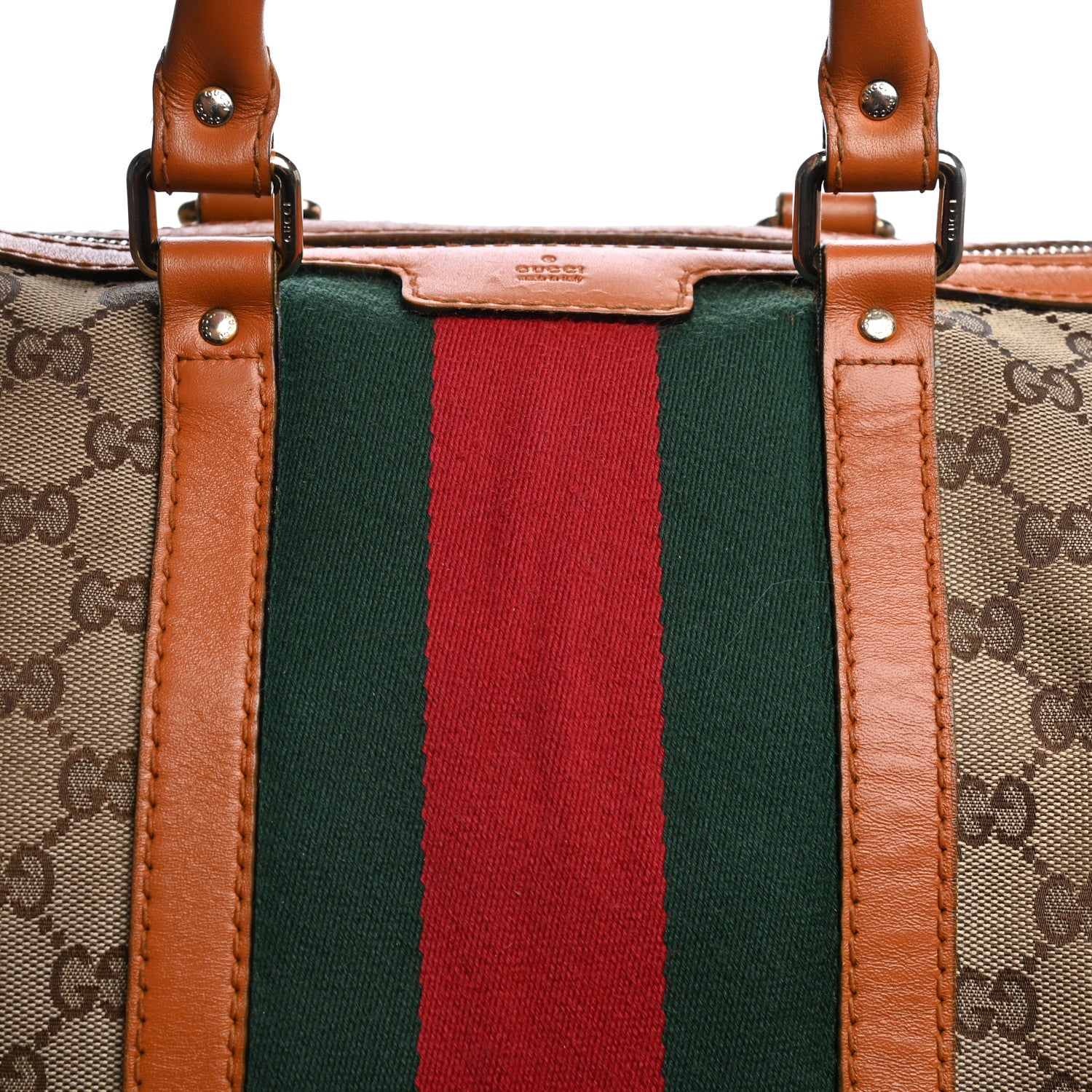 Gucci Monogram Vintage Web Medium Boston Tobacco 10 of 15