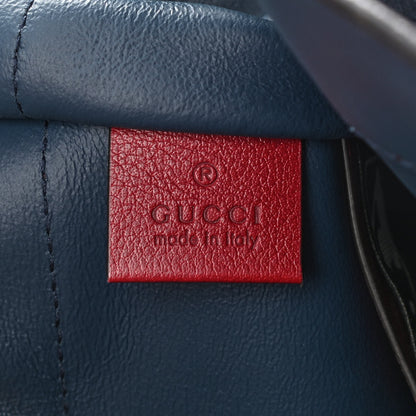 Gucci X MLB Suede Calfskin NY Yankees Large Rajah Chain Tote New Blue Romantic Cherry 7 of 14