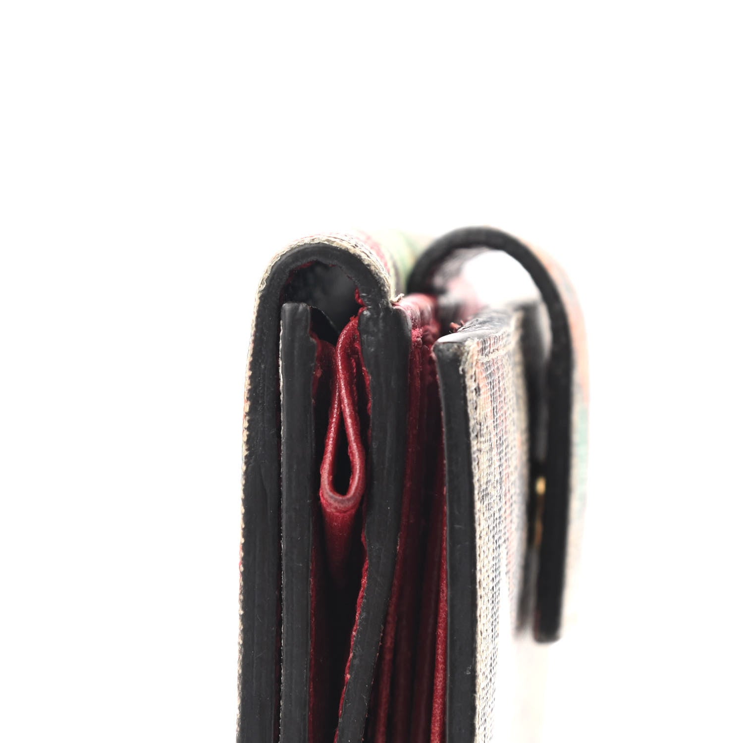 Gucci GG Supreme Monogram Tian French Flap Wallet Beige Multicolor Red 8 of 9