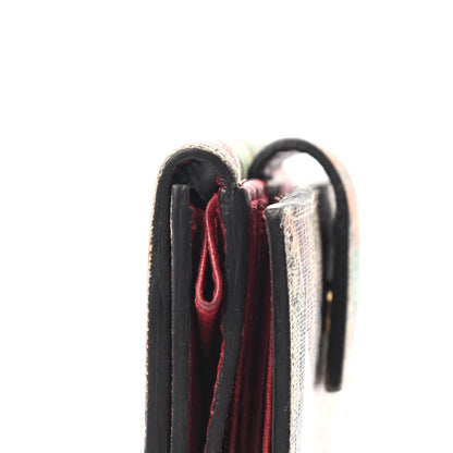 Gucci GG Supreme Monogram Tian French Flap Wallet Beige Multicolor Red 8 of 9