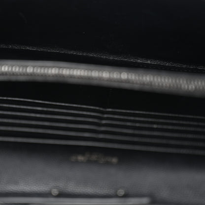 Saint Laurent Grain De Poudre Matelasse Chevron Monogram Monochrome Chain Wallet Black 5 of 12
