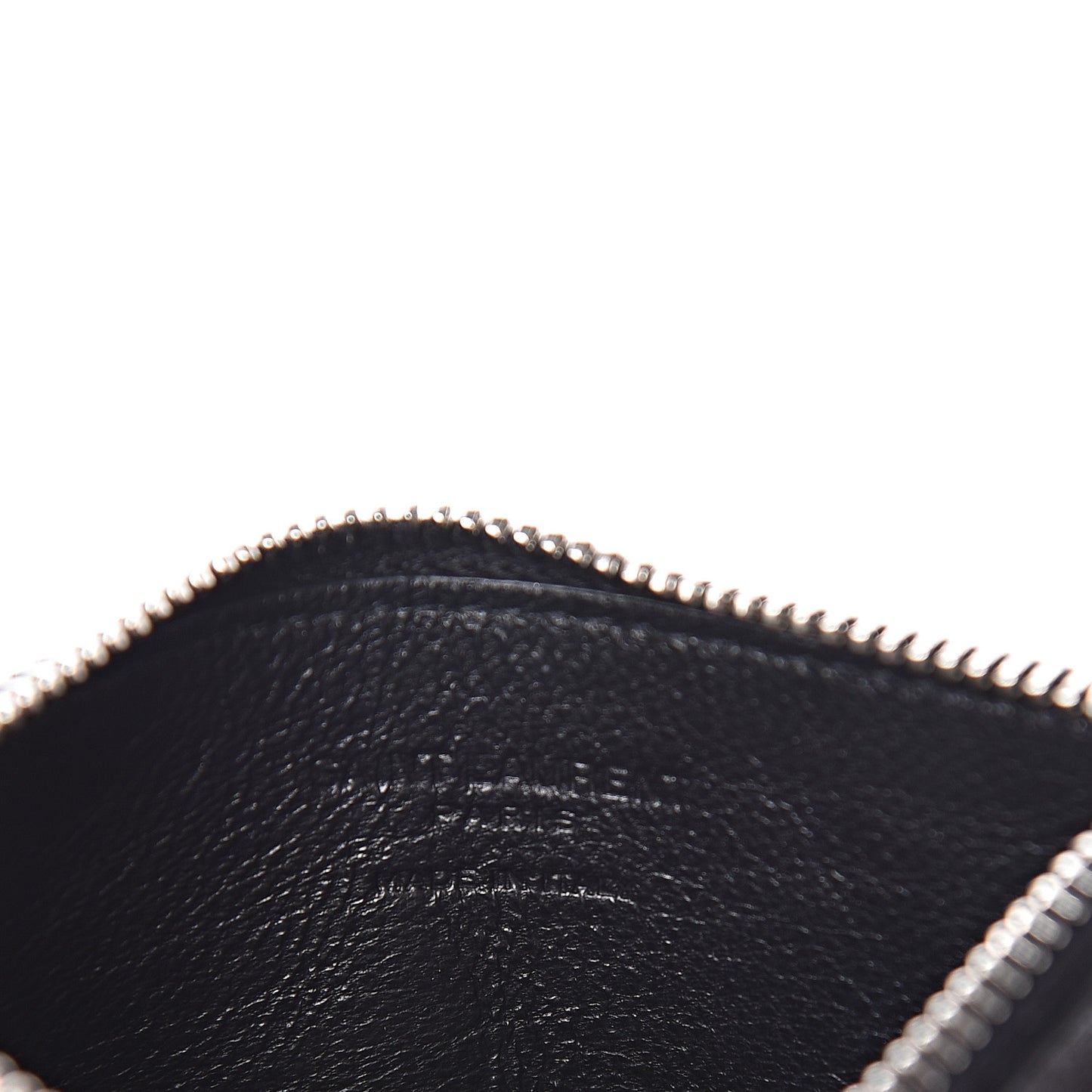 Grained Calfskin 5 Fragments Zip Pouch Card Holder Black