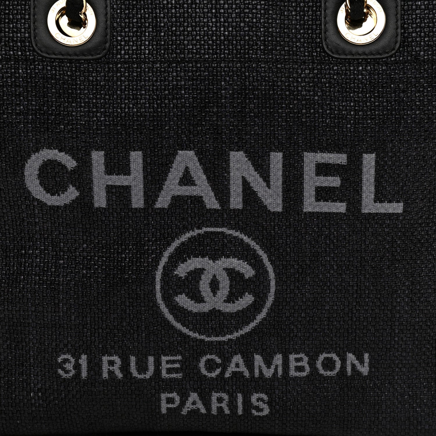 Chanel Woven Straw Raffia Small Deauville Tote Black 8 of 9