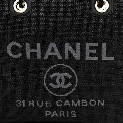 Chanel Woven Straw Raffia Small Deauville Tote Black 8 of 9