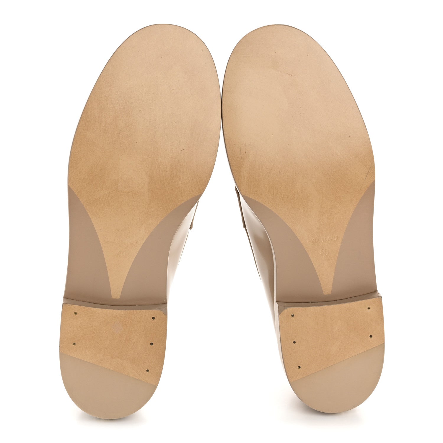 Chanel Shiny Calfskin Logo Loafers 40 Beige 6 of 11
