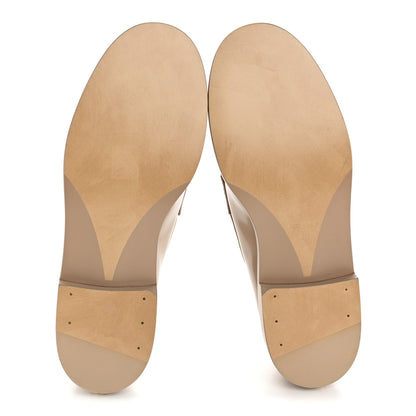 Chanel Shiny Calfskin Logo Loafers 40 Beige 6 of 11