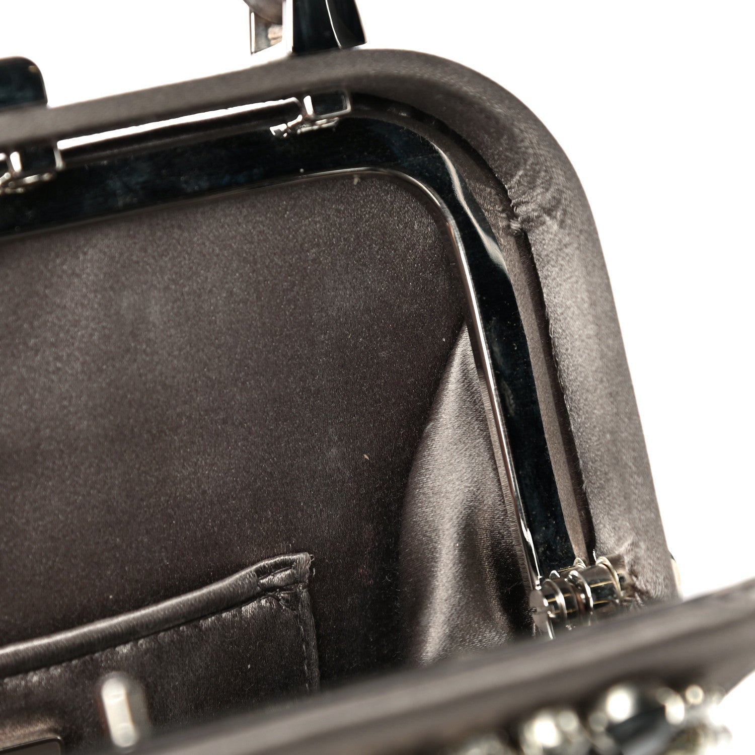 Prada Satin Embellished Framed Bag Fumo 13 of 15