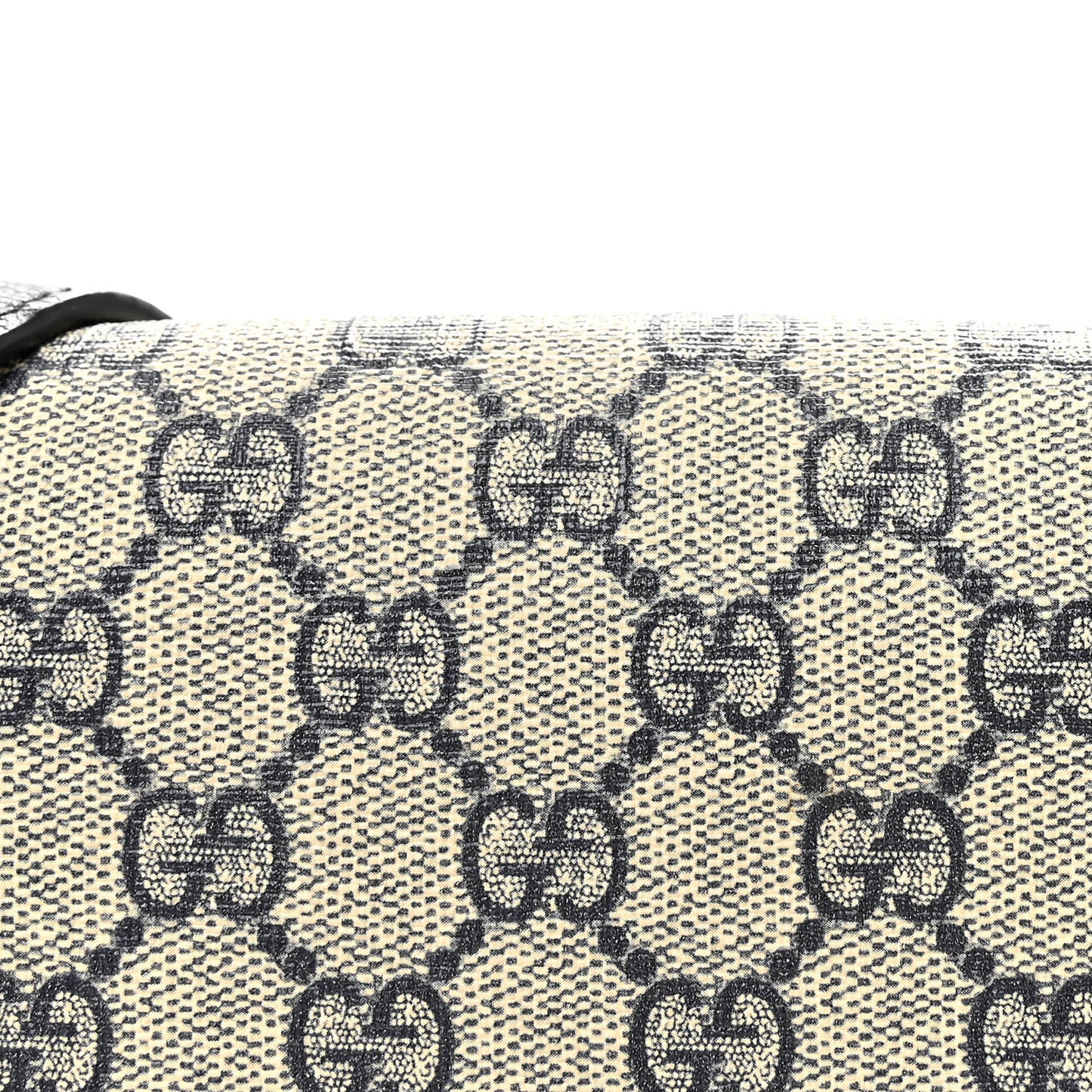 GG Supreme Monogram Textured Dollar Calfskin Web Medium Blondie Top Handle Shoulder Flap Bag Beige Blue