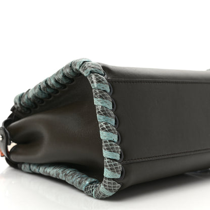 Fendi Calfskin Elaphe Lace Up Selleria Mini Peekaboo Iconic Satchel Verde Prato Arancio 7 of 8