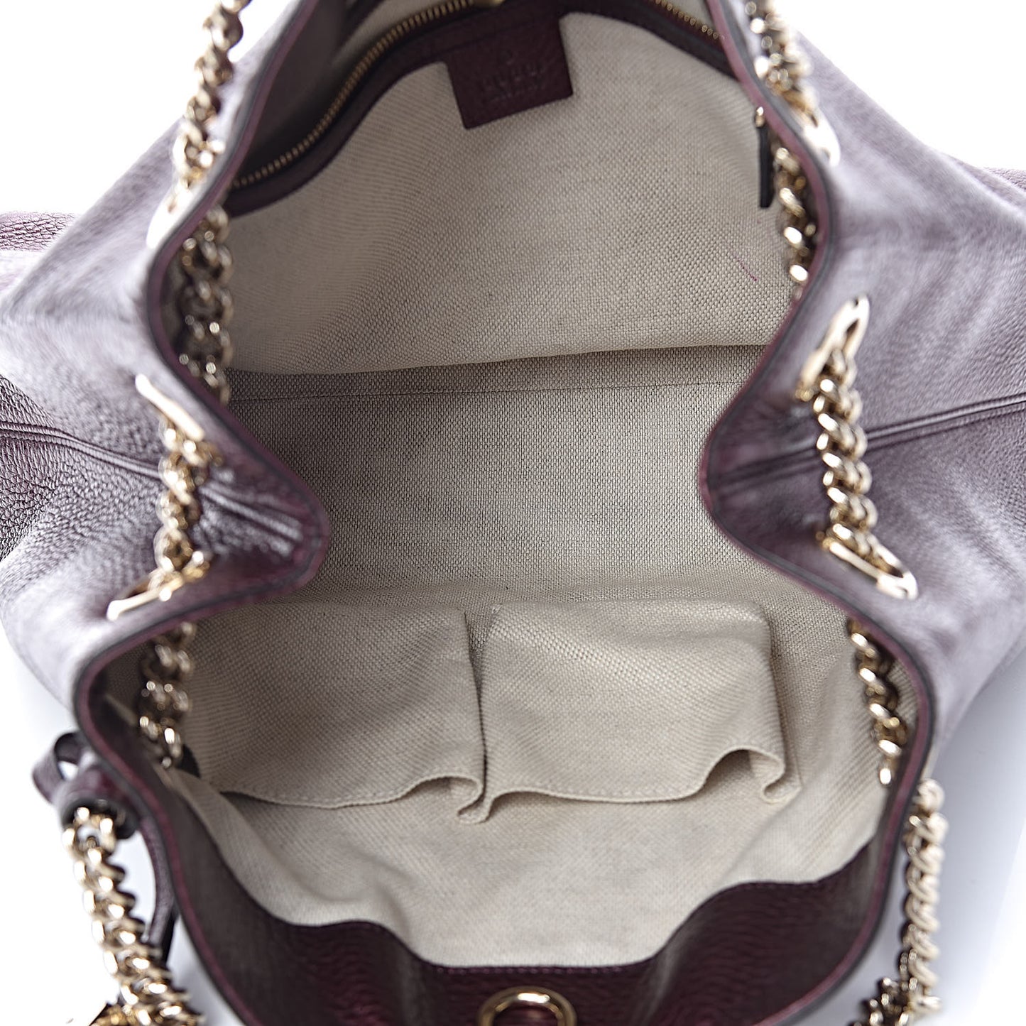 Metallic Cellarius Calfskin Medium Soho Chain Shoulder Bag Classic Burgundy