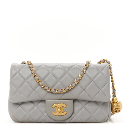 Chanel Lambskin Quilted Mini Rectangular Pearl Crush Flap Grey 1 of 11
