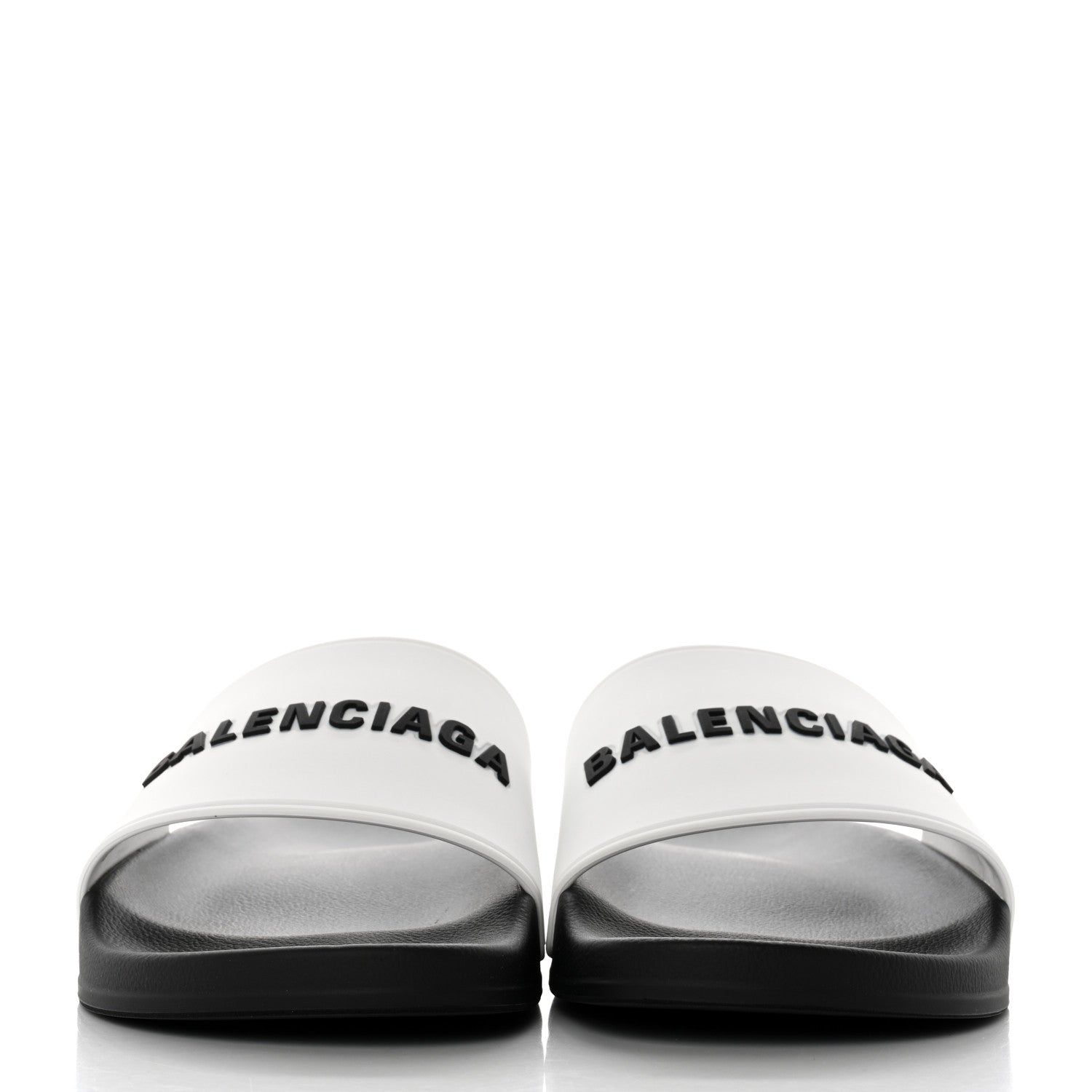 Balenciaga Rubber Mens Logo Pool Slide Sandals 42 White Black 2 of 9
