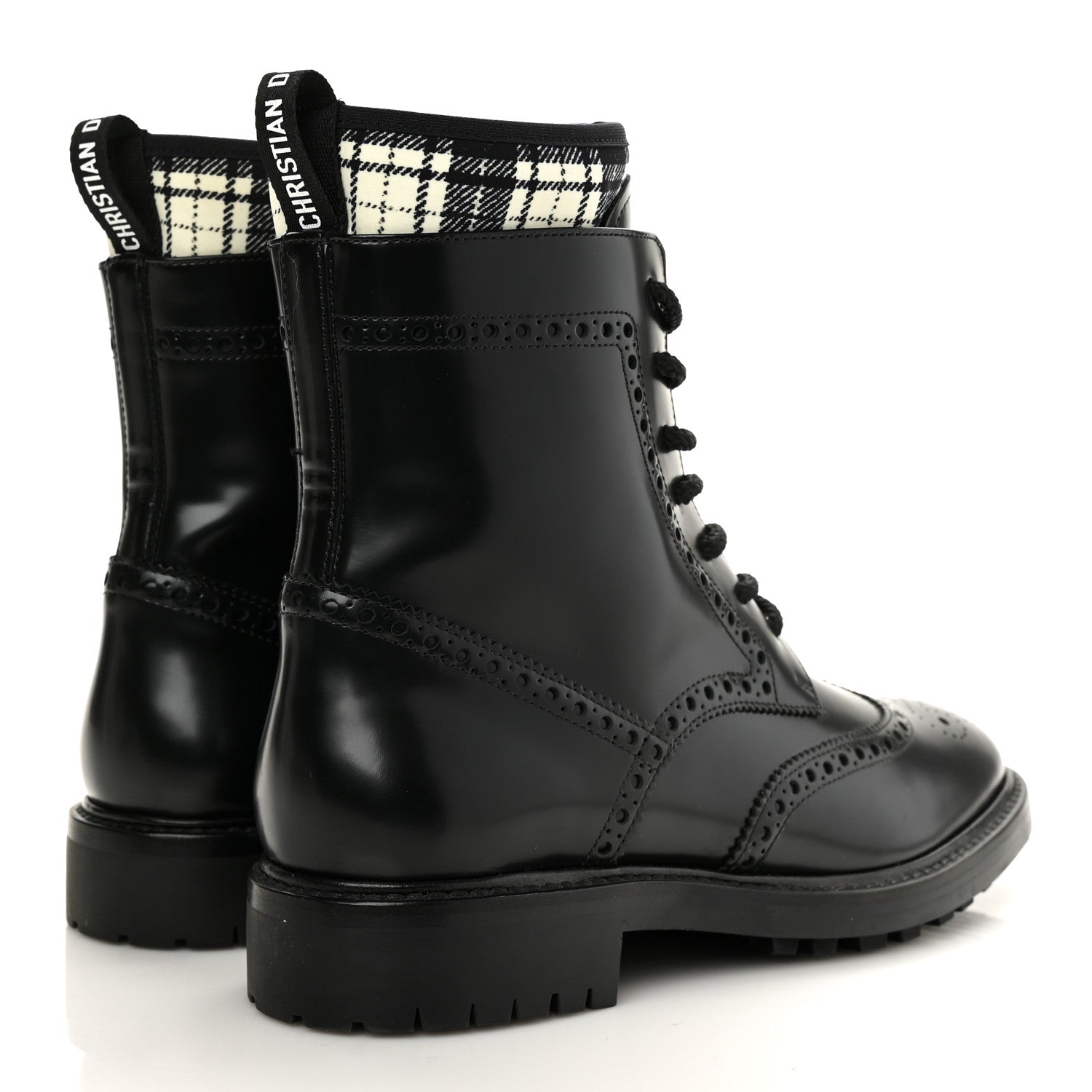 Christian Dior Calfskin Tartan D-Order Low Boot 38 Black White 4 of 10